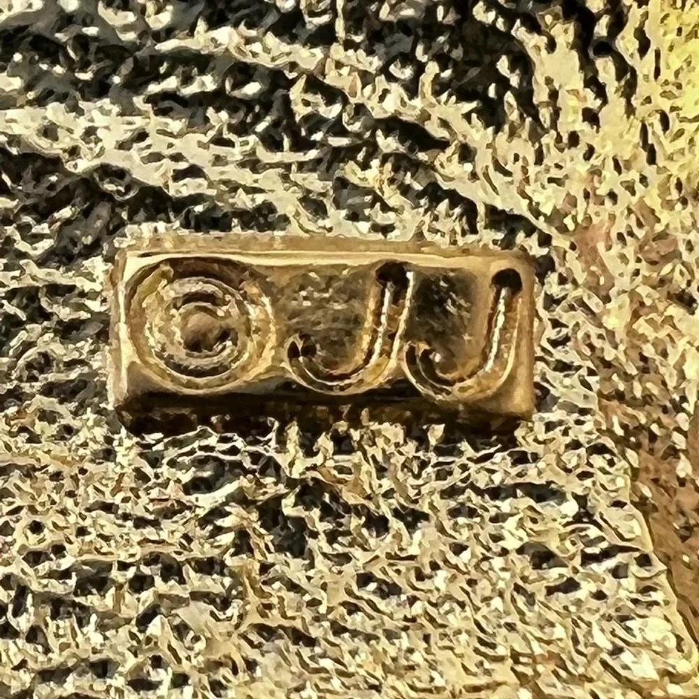 Vintage J.J. Jonette Jewelry Gold Tone Cat & Fish Bowl Brooch Pin.